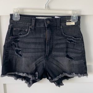 NWT black A&F destructed denim shorts